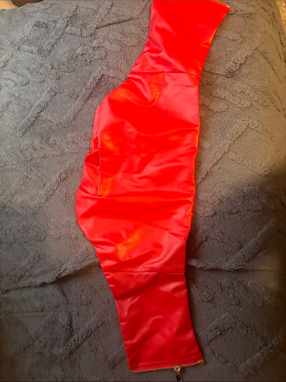 SHEIN Red One-Shoulder Faux Leather Bodycon Dress